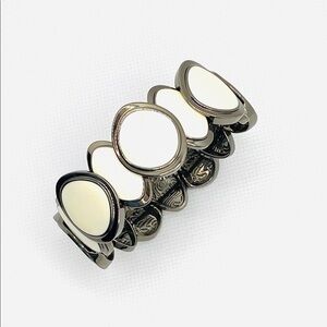 LIA SOPHIA Bracelet Stretchy Jewelry OFF White Inserts Gunmetal Tone FLAW